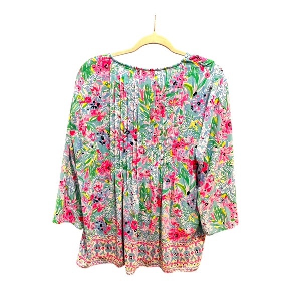 Lilly Pulitzer Women’s Marilina Tunic Top Alligator Isles Large 3/4 Sleeve - Picture 4 of 9